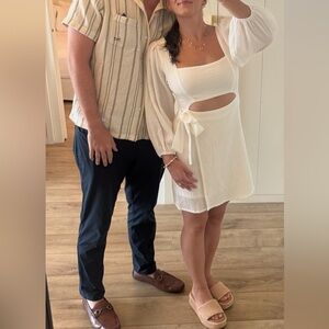 ASTR White Cutout Dress with subtle puff sleeve